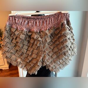 Edikted Brown Lace Ruffle Shorts Small NWT | Coquette Fairy Festival Shorts